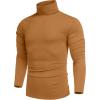 COOFANDY Men’s Slim Fit Mock Turtleneck Pullover Sweater Casual Basic Knitted Thermal Sweaters(Caramel)