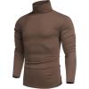 COOFANDY Men’s Slim Fit Turtleneck Cotton T Shirts Casual Long Sleeve Basic Tops Lightweight Pullover Sweater(Brown)
