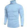 COOFANDY Men’s Slim Fit Turtleneck Cotton T Shirts Casual Long Sleeve Basic Tops Lightweight Pullover Sweater(Light Blue)