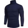 COOFANDY Men’s Slim Fit Turtleneck Cotton T Shirts Casual Long Sleeve Basic Tops Lightweight Pullover Sweater(Navy Blue)