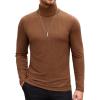 COOFANDY Men’s Slim Fit Turtleneck Sweater Casual Basic Knitted Long Sleeve Pullover Sweater(Brown)