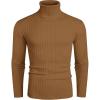 COOFANDY Men’s Slim Fit Turtleneck Sweater Casual Basic Knitted Long Sleeve Pullover Sweater(Caramel)