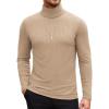 COOFANDY Men’s Slim Fit Turtleneck Sweater Casual Basic Knitted Long Sleeve Pullover Sweater(Khaki)