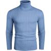 COOFANDY Men’s Slim Fit Turtleneck Sweater Casual Basic Knitted Long Sleeve Pullover Sweater(Light Blue)