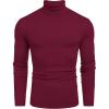 COOFANDY Men’s Slim Fit Turtleneck Sweater Casual Basic Knitted Long Sleeve Pullover Sweater(Wine Red)