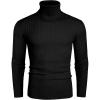 COOFANDY Men’s Slim Fit Turtleneck Sweater Casual Pullover Sweater Lightweight Ribbed Sweater(Black)