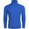 COOFANDY Men’s Slim Fit Turtleneck Sweater Casual Pullover Sweater Lightweight Ribbed Sweater(Blue)