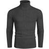 COOFANDY Men’s Slim Fit Turtleneck Sweater Casual Pullover Sweater Lightweight Ribbed Sweater(Dark Grey)