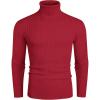 COOFANDY Men’s Slim Fit Turtleneck Sweater Casual Pullover Sweater Lightweight Ribbed Sweater(Red)
