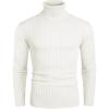 COOFANDY Men’s Slim Fit Turtleneck Sweater Casual Pullover Sweater Lightweight Ribbed Sweater(White)