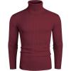 COOFANDY Men’s Slim Fit Turtleneck Sweater Casual Pullover Sweater Lightweight Ribbed Sweater(Wine Red)