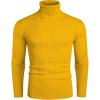 COOFANDY Men’s Slim Fit Turtleneck Sweater Casual Pullover Sweater Lightweight Ribbed Sweater(Yellow)