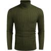 COOFANDY Men’s Slim Fit Turtleneck Sweater Casual Twist Patterned Pullover Knitted Sweaters(Army Green)