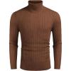 COOFANDY Men’s Slim Fit Turtleneck Sweater Casual Twist Patterned Pullover Knitted Sweaters(Brown)