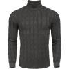 COOFANDY Men’s Slim Fit Turtleneck Sweater Casual Twisted Knitted Pullover Sweaters(Charcoal Grey)