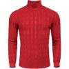 COOFANDY Men’s Slim Fit Turtleneck Sweater Casual Twisted Knitted Pullover Sweaters(Red)