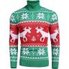 COOFANDY Men’s Slim Fit Turtleneck Sweaters Casual Cable Knitted Soft Pullover Sweaters(Christmas Green)