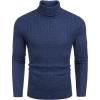 COOFANDY Men’s Slim Fit Turtleneck Sweaters Casual Cable Knitted Soft Pullover Sweaters(Colorful Blue)