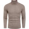 COOFANDY Men’s Slim Fit Turtleneck Sweaters Casual Cable Knitted Soft Pullover Sweaters(Colorful Brown)