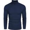 COOFANDY Men’s Slim Fit Turtleneck Sweaters Casual Cable Knitted Soft Pullover Sweaters(Dark Blue)