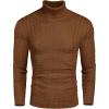 COOFANDY Men’s Slim Fit Turtleneck Sweaters Casual Cable Knitted Soft Pullover Sweaters(Dark Brown)