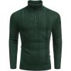 COOFANDY Men’s Slim Fit Turtleneck Sweaters Casual Cable Knitted Soft Pullover Sweaters(Dark Green)