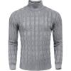 COOFANDY Men’s Slim Fit Turtleneck Sweaters Casual Cable Knitted Soft Pullover Sweaters(Grey)