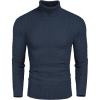 COOFANDY Men’s Slim Fit Turtleneck Sweaters Casual Cable Knitted Soft Pullover Sweaters(Nave Blue)