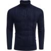COOFANDY Men’s Slim Fit Turtleneck Sweaters Casual Cable Knitted Soft Pullover Sweaters(Navy Blue)