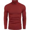 COOFANDY Men’s Slim Fit Turtleneck Sweaters Casual Cable Knitted Soft Pullover Sweaters(Red)