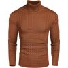 COOFANDY Men’s Slim Fit Turtleneck Sweaters Casual Cable Knitted Soft Pullover Sweaters(Red Bronze)