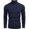 COOFANDY Men’s Slim Fit Turtleneck Sweaters Casual Cable Knitted Soft Pullover Sweaters(Sapphire)