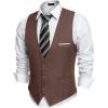COOFANDY Men’s Suit Vest Slim Fit Formal Dress Waistcoat Casual Business Vests for Suit or Tuxedo(Brown)