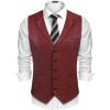 COOFANDY Men’s Suit Vest Slim Fit Formal Dress Waistcoat Casual Business Vests for Suit or Tuxedo(Burgundy)
