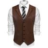 COOFANDY Men’s Suit Vest Slim Fit Formal Dress Waistcoat Casual Business Vests for Suit or Tuxedo(Dark Brown)
