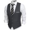 COOFANDY Men’s Suit Vest Slim Fit Formal Dress Waistcoat Casual Business Vests for Suit or Tuxedo(Dark Gray)