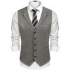 COOFANDY Men’s Suit Vest Slim Fit Formal Dress Waistcoat Casual Business Vests for Suit or Tuxedo(Dark Grey)