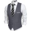 COOFANDY Men’s Suit Vest Slim Fit Formal Dress Waistcoat Casual Business Vests for Suit or Tuxedo(Dark Heather Gray)