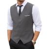 COOFANDY Men’s Suit Vest Slim Fit Formal Dress Waistcoat Casual Business Vests for Suit or Tuxedo(Gray)