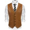 COOFANDY Men’s Suit Vest Slim Fit Formal Dress Waistcoat Casual Business Vests for Suit or Tuxedo(Light Brown)