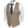 COOFANDY Men’s Suit Vest Slim Fit Formal Dress Waistcoat Casual Business Vests for Suit or Tuxedo(Light Khaki)