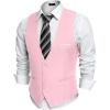 COOFANDY Men’s Suit Vest Slim Fit Formal Dress Waistcoat Casual Business Vests for Suit or Tuxedo(Pink)