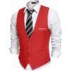 COOFANDY Men’s Suit Vest Slim Fit Formal Dress Waistcoat Casual Business Vests for Suit or Tuxedo(Red)