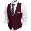 COOFANDY Men’s Suit Vest Slim Fit Formal Dress Waistcoat Casual Business Vests for Suit or Tuxedo(Wine Red)