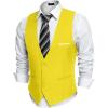 COOFANDY Men’s Suit Vest Slim Fit Formal Dress Waistcoat Casual Business Vests for Suit or Tuxedo(Yellow)