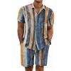 COOFANDY Men’s Summer Beach Outfits 2 Piece Short Sleeve Shirts and Shorts Vacation Texture Linen Sets for Men(Painting)