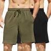 COOFANDY Men’s Sweat Shorts 7 Inch Athletic Workout Shorts 2 Pack Casual Lounge Joggers Short Pants with Pockets(2 Pack:black+army Green)