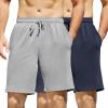 COOFANDY Men’s Sweat Shorts 7 Inch Athletic Workout Shorts 2 Pack Casual Lounge Joggers Short Pants with Pockets(2 Pack:grey+navy Blue)