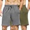 COOFANDY Men’s Sweat Shorts 7 Inch Athletic Workout Shorts 2 Pack Casual Lounge Joggers Short Pants with Pockets(2 Pack:heather Grey+army Green)