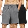 COOFANDY Men’s Sweat Shorts 7 Inch Athletic Workout Shorts 2 Pack Casual Lounge Joggers Short Pants with Pockets(2 Pack:heather Grey+black)